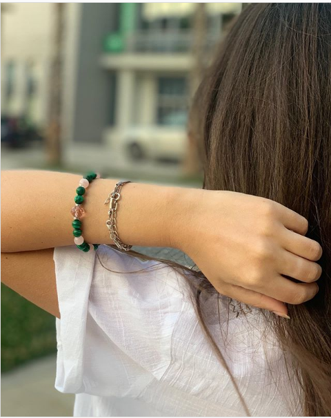 Byzylyk Green Picasso Jasper & Gure Swarovski