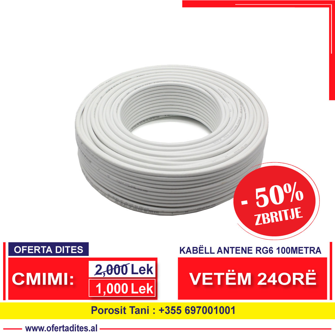 Shitet Kabell Antene Coaxial RG6 Baker 100M Shitet Kabell Antene Coaxial RG6 Baker 100M
