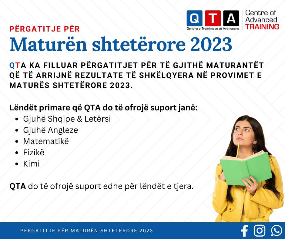 QTA  Pergatitje per Maturen Shteterore 2023