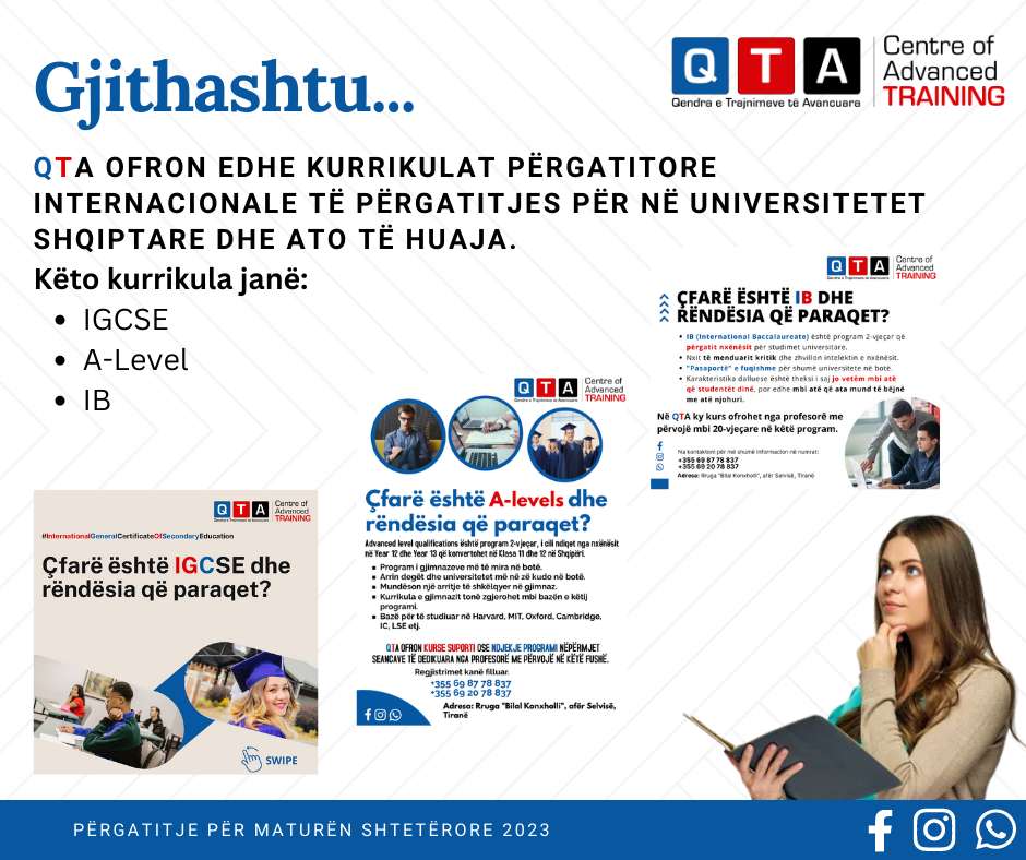 QTA  Pergatitje per Maturen Shteterore 2023