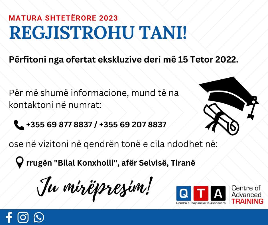 QTA  Pergatitje per Maturen Shteterore 2023