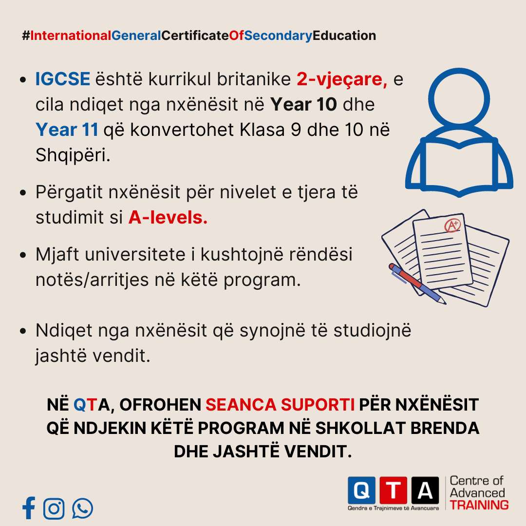 QTA  Kurse ne programin internacional IGCSE